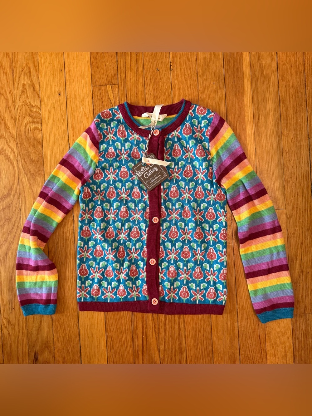 NWT Matilda Jane striped & floral cardigan sweater size 6